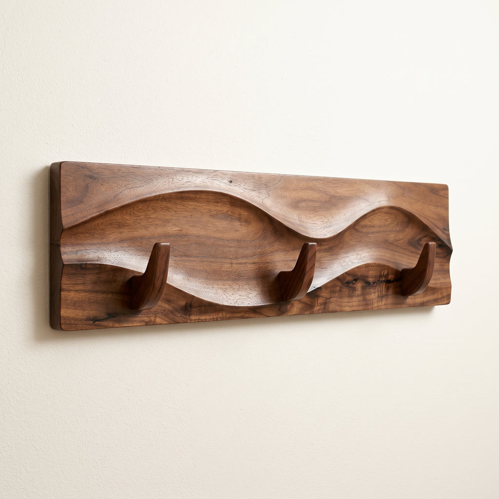 26" Wall-Mounted Coat Rack in Black Walnut