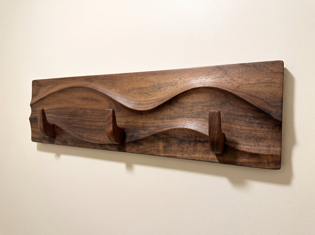 26" Wall-Mounted Coat Rack in Black Walnut