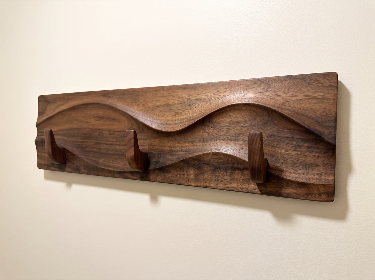 26" Wall-Mounted Coat Rack in Black Walnut